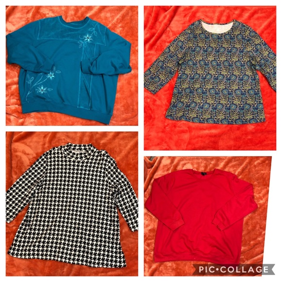 Ashley Blue Red Sweater Blouse 2x - Picture 3 of 6